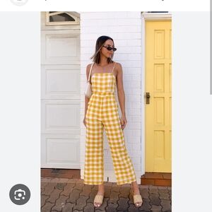Old Navy Yellow Gingham Wide-Leg Jumpsuit